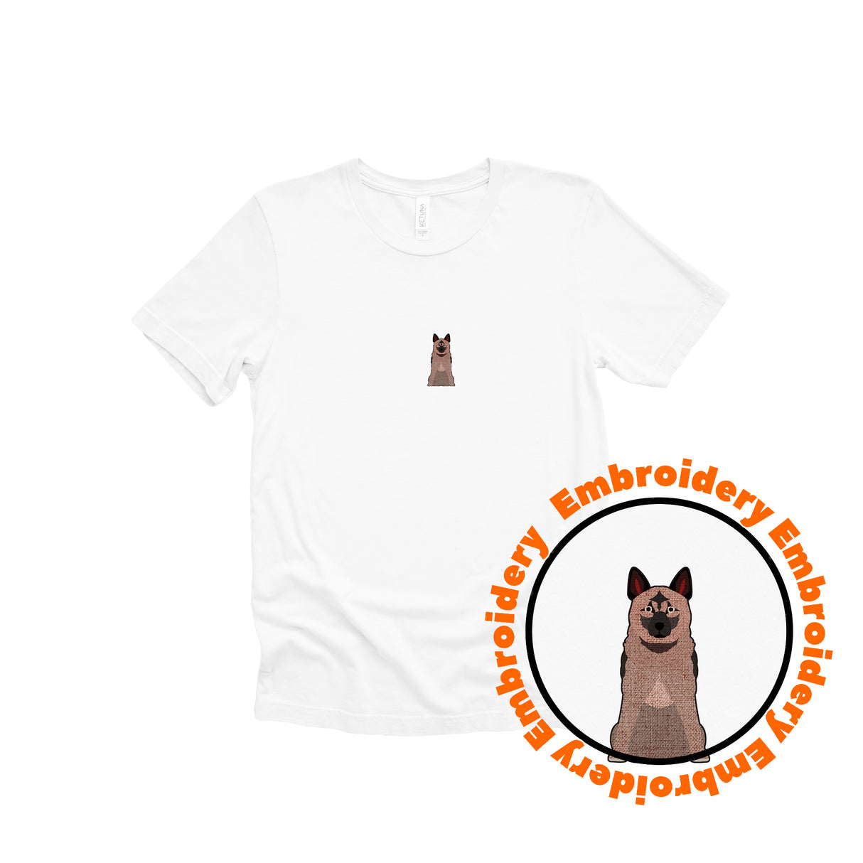 Norweigian Elkhound Embroidery Adult Unisex T-Shirt